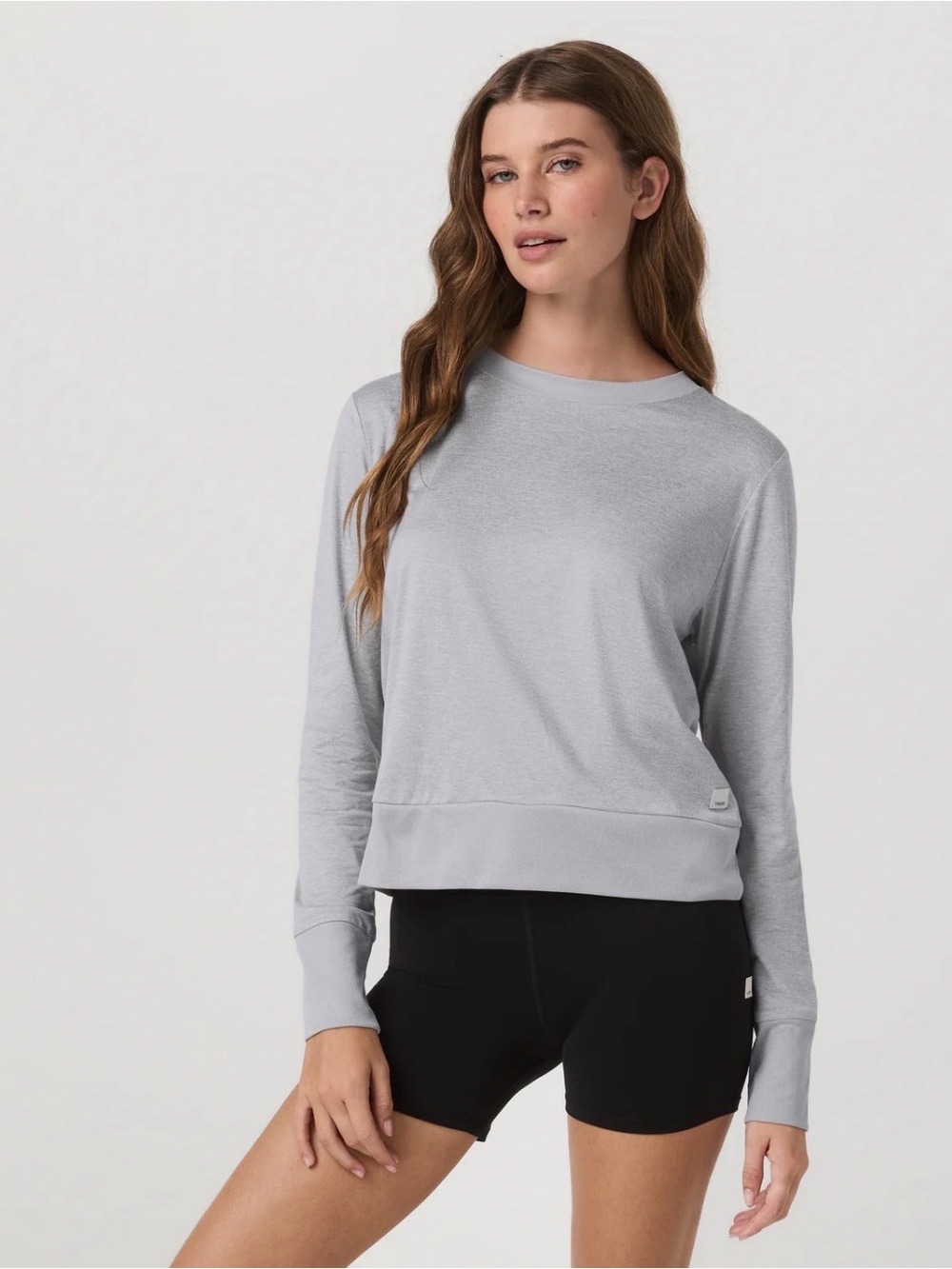 Vuori Light Gray Crewneck Pullover Sweatshirt.